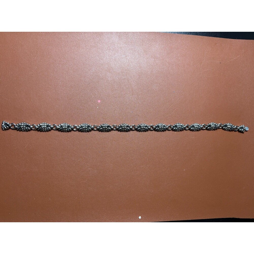Vintage Silver Tone Flower Link Bracelet 7.5" Ornate Filigree Floral Design